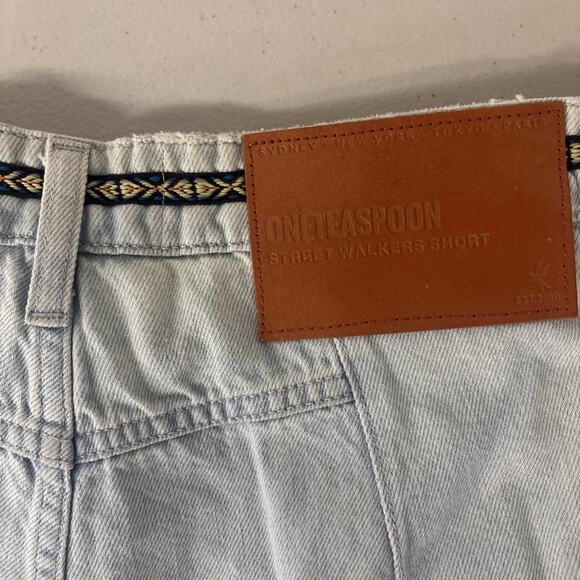 NEW One Teaspoon Free People Sz 26 2 shorts Blue street walker Boho embroidered - Picture 5 of 5